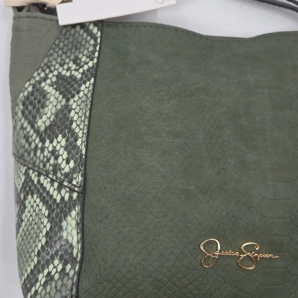 Jessica Simpson Olive Crossbody Bag with Snakeskin Detail NWT